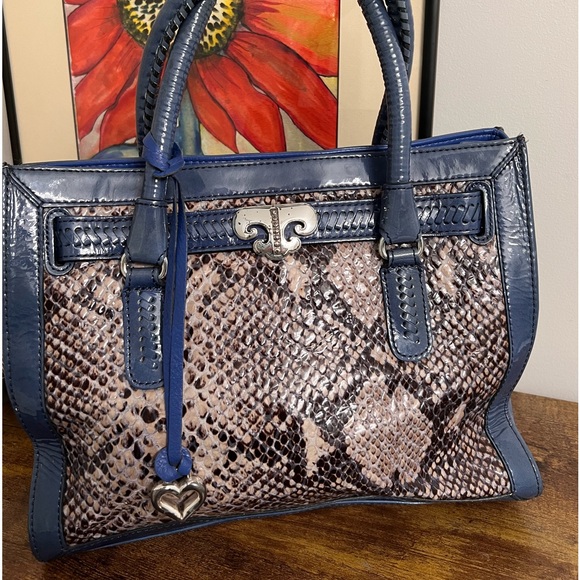 Brighton Handbags - Brighton Renault Python & Blue Patent Leather Purse E837912 Hobo Shoulder Bag